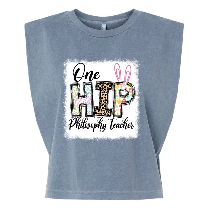 One Hip Philosophy Teacher Leopard Teacher Easter Day Gift Garment-Dyed Women's Muscle Tee