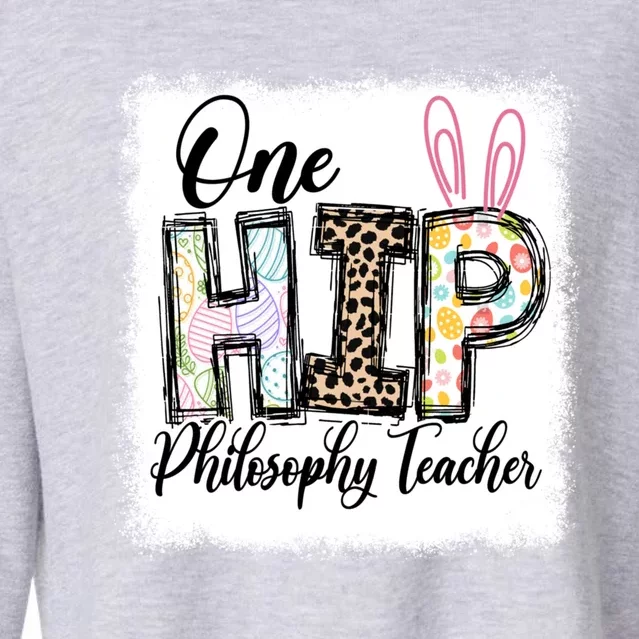 One Hip Philosophy Teacher Leopard Teacher Easter Day Gift Cropped Pullover Crew