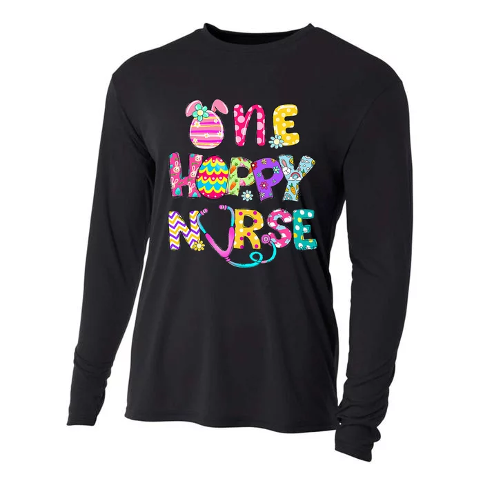 One Hoppy Registered Nurse Easter Bunny Ears Dyed Egg Cooling Performance Long Sleeve Crew