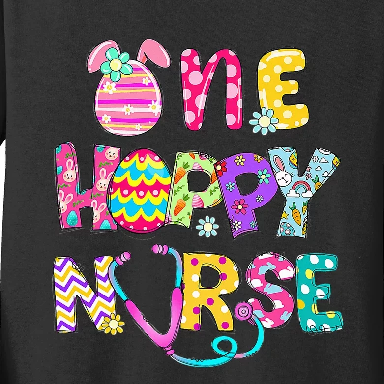 One Hoppy Registered Nurse Easter Bunny Ears Dyed Egg Kids Long Sleeve Shirt