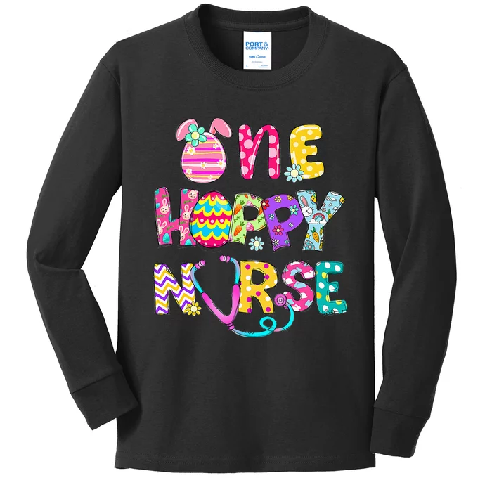 One Hoppy Registered Nurse Easter Bunny Ears Dyed Egg Kids Long Sleeve Shirt