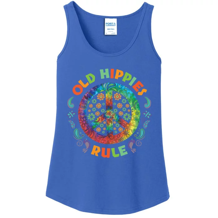 Old Hippies Rule Hippie Vintage Retro Costume Hippy Gift Ladies Essential Tank