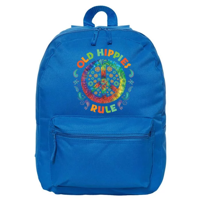 Old Hippies Rule Hippie Vintage Retro Costume Hippy Gift 16 in Basic Backpack