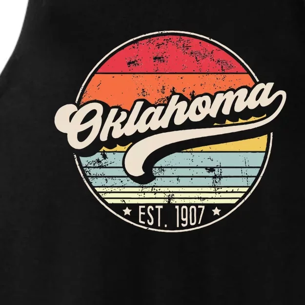 Oklahoma Home State Ok Cool 70s Style Sunset Ladies Tri-Blend Wicking Tank