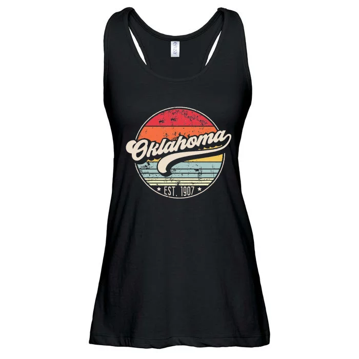 Oklahoma Home State Ok Cool 70s Style Sunset Ladies Essential Flowy Tank