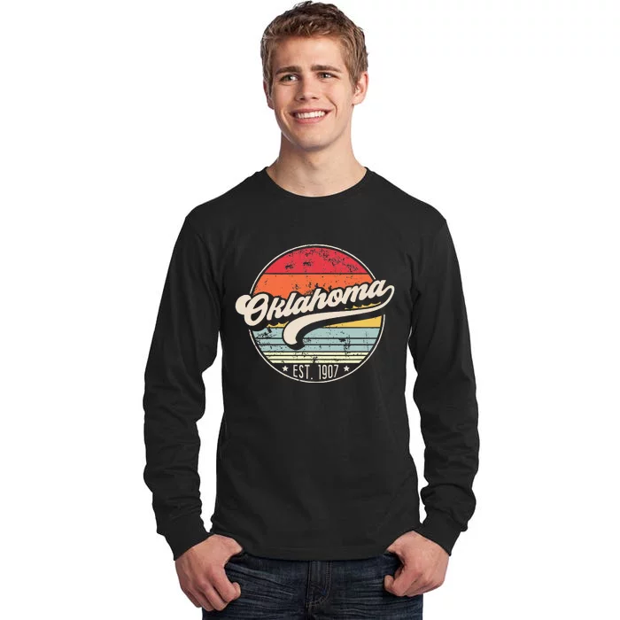 Oklahoma Home State Ok Cool 70s Style Sunset Tall Long Sleeve T-Shirt