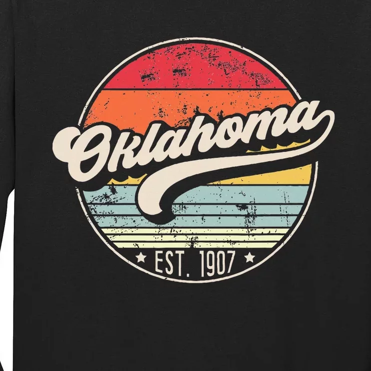 Oklahoma Home State Ok Cool 70s Style Sunset Tall Long Sleeve T-Shirt