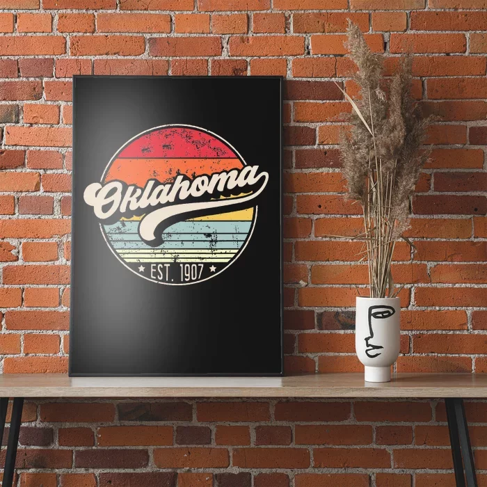 Oklahoma Home State Ok Cool 70s Style Sunset Poster