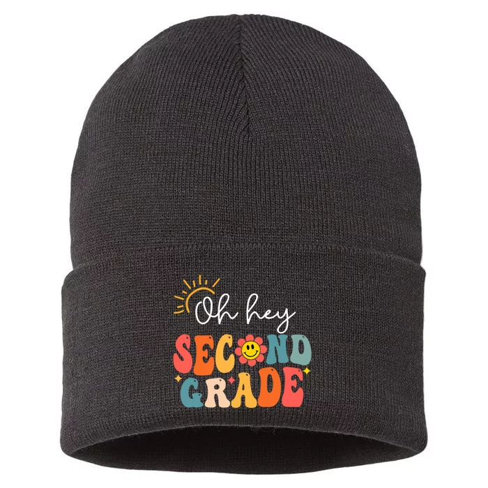 Oh Hey Second Grade Teacher Student 2nd Grade Back To School Sustainable Knit Beanie