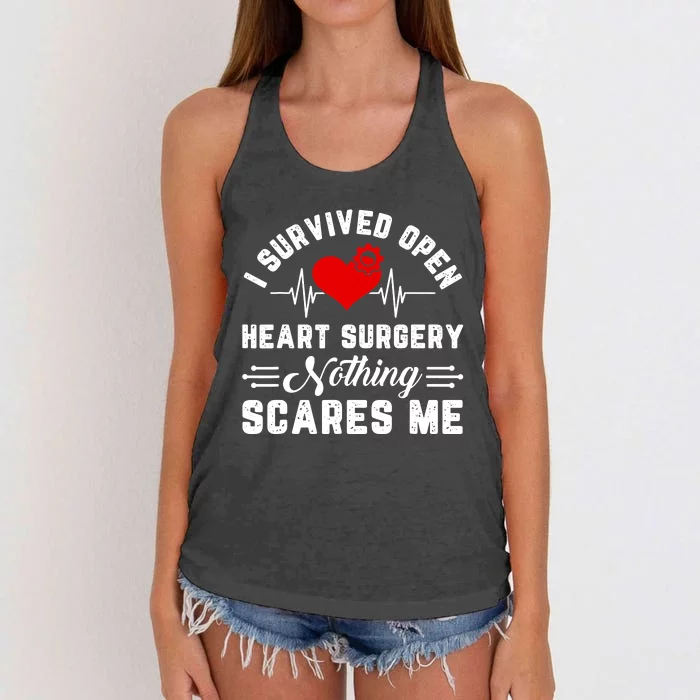 Open Heart Surgery Warrior Gift For Heart Patients Survivor Women's Knotted Racerback Tank