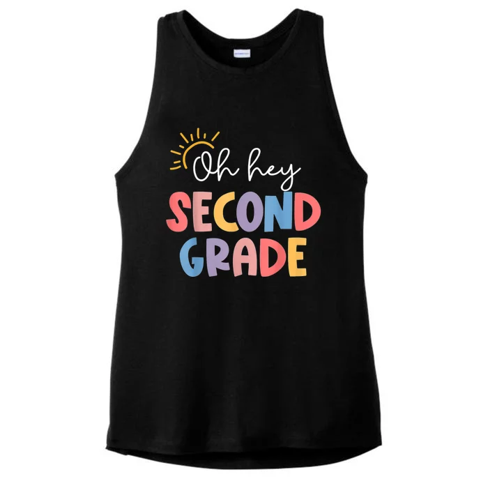 Oh Hey Second Grade 2nd Grade Ladies Tri-Blend Wicking Tank