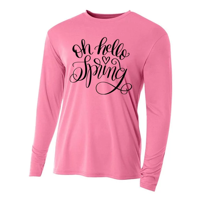 Oh Hello Spring Quote Cooling Performance Long Sleeve Crew