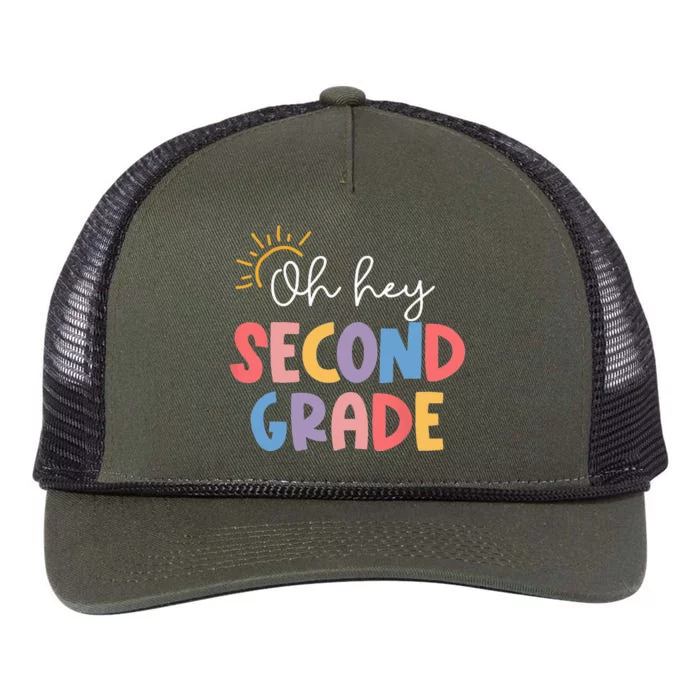 Oh Hey Second Grade Teacher Student 2nd Grade Back To School Retro Rope Trucker Hat Cap