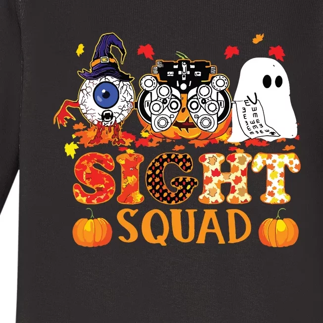 Optometrist Halloween Sight Squad Witch Pumpkin Optician Baby Long Sleeve Bodysuit