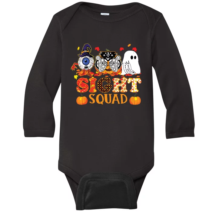 Optometrist Halloween Sight Squad Witch Pumpkin Optician Baby Long Sleeve Bodysuit