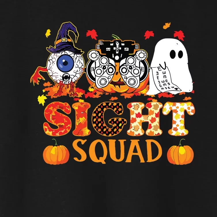 Optometrist Halloween Sight Squad Witch Pumpkin Optician Women's Crop Top Tee