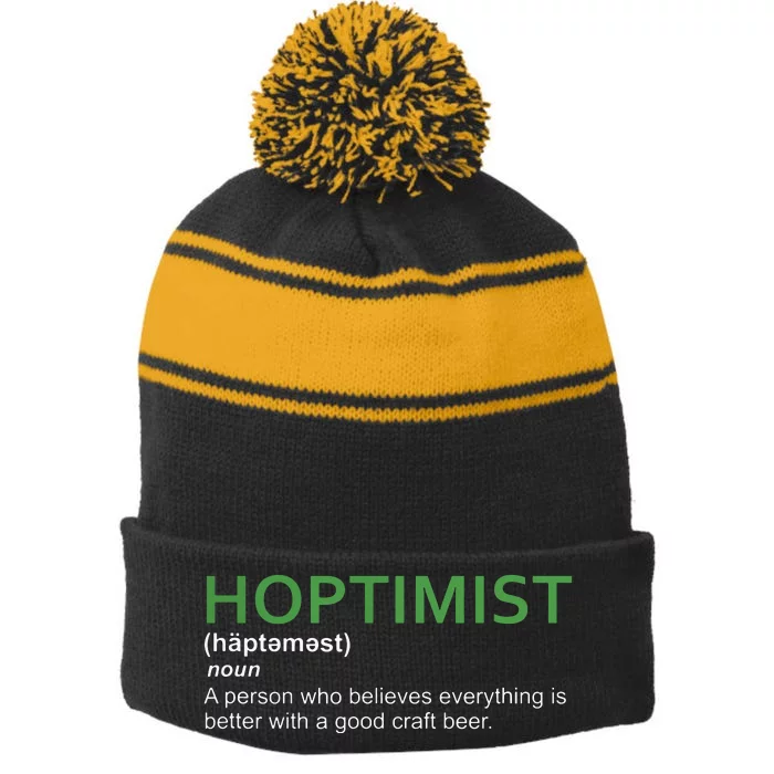 Original HOPTIMIST Short Sleeve Shirt For Craft Beer Lovers Stripe Pom Pom Beanie