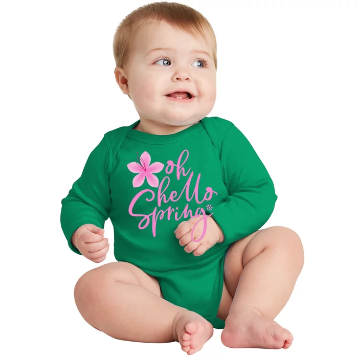 Oh Hello Spring Cute Baby Long Sleeve Bodysuit