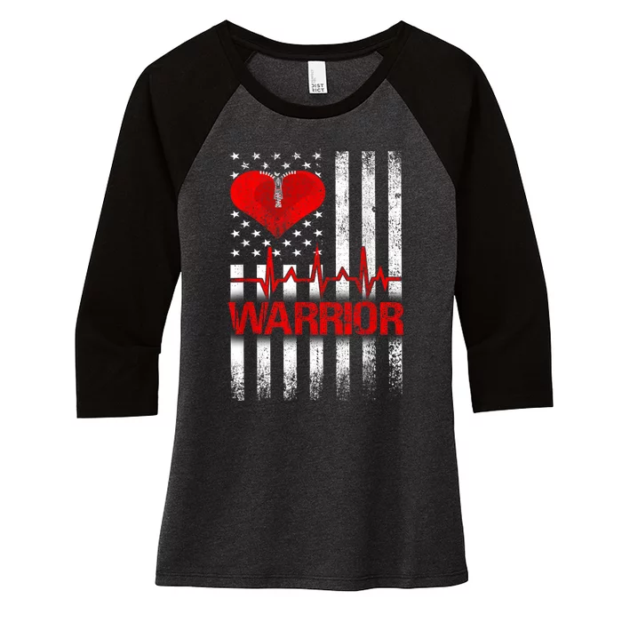 Open Heart Surgery Warrior Gift For Heart Patients Survivor Women's Tri-Blend 3/4-Sleeve Raglan Shirt