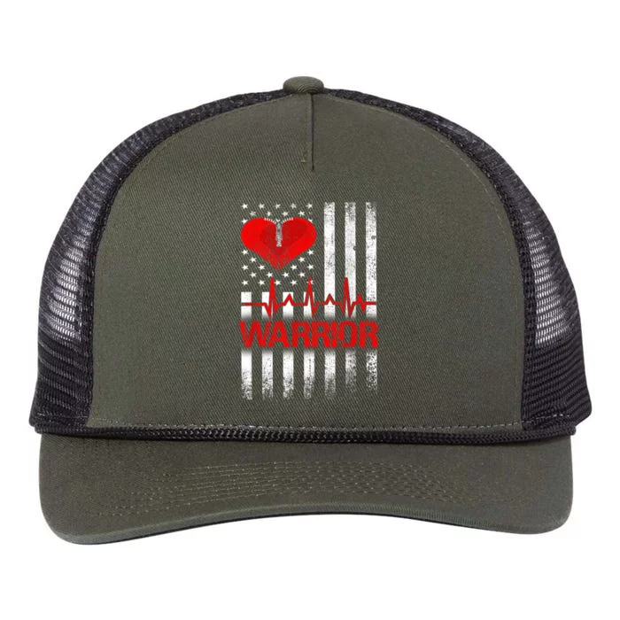 Open Heart Surgery Warrior Gift For Heart Patients Survivor Retro Rope Trucker Hat Cap