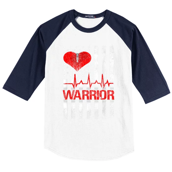 Open Heart Surgery Warrior Gift For Heart Patients Survivor Baseball Sleeve Shirt