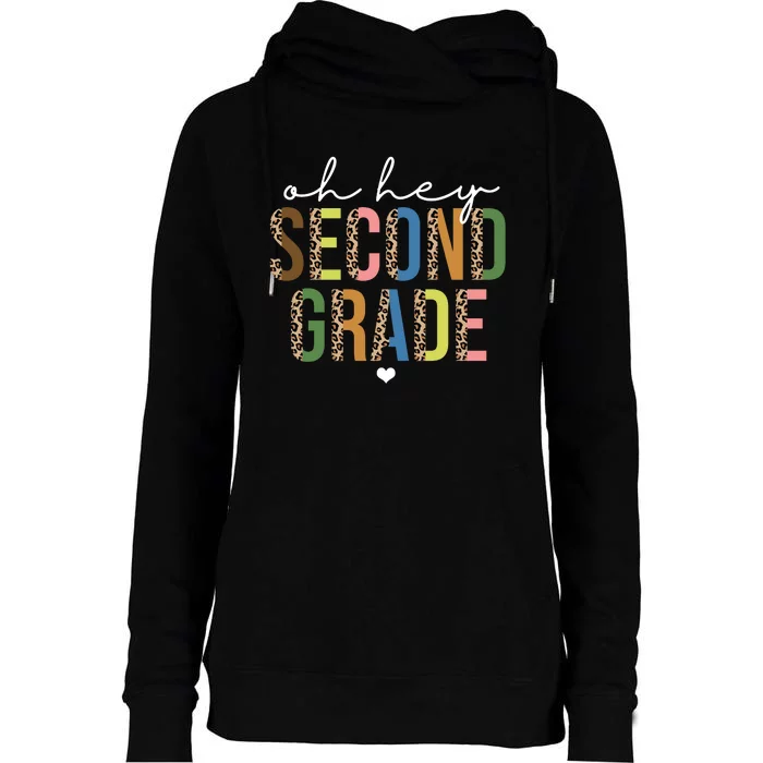 Oh Hey Second Grade Cheetah Print Womens Funnel Neck Pullover Hood