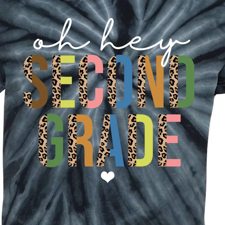 Oh Hey Second Grade Cheetah Print Kids Tie-Dye T-Shirt