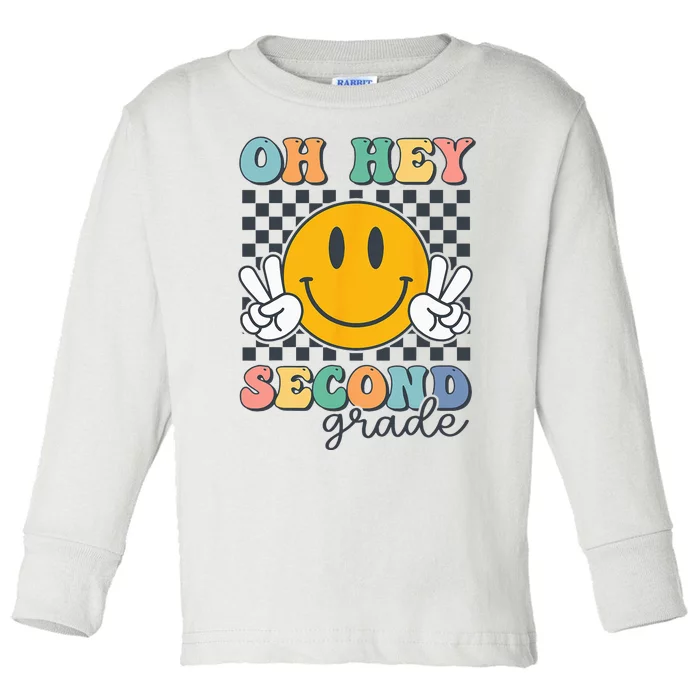 Oh Hey Second Grade Cute Smile Back to School 2nd Grade Team Toddler Long Sleeve Shirt