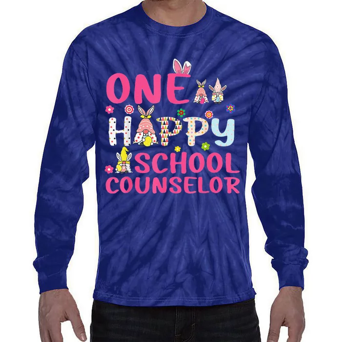 One Hoppy School Counselor Gnomes Eggs Easter Day Teacher Tie-Dye Long Sleeve Shirt