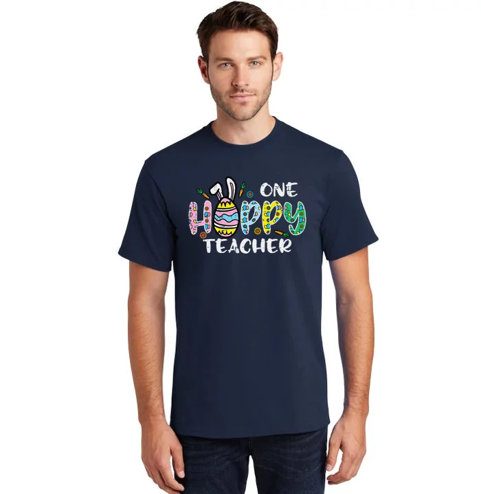 One Hoppy Teacher Cute Happy Easter Day Egg Bunny Ears Women Tall T-Shirt