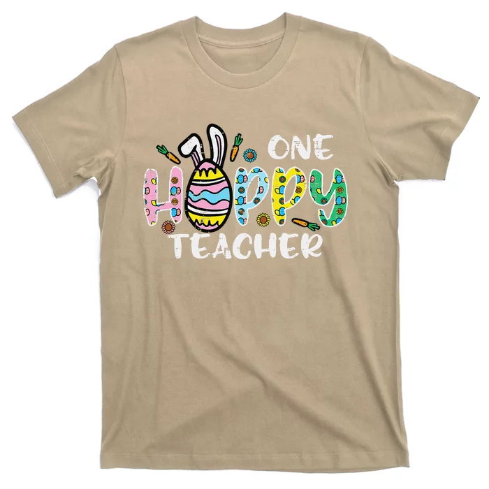 One Hoppy Teacher Cute Happy Easter Day Egg Bunny Ears Women T-Shirt