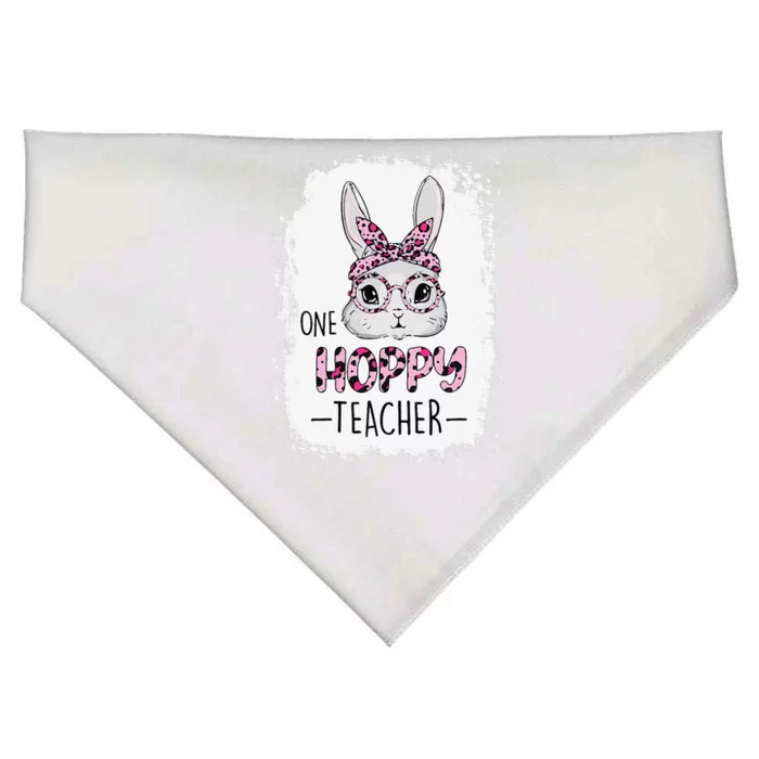 One Hoppy Teacher Happy Easter Day Funny Rainbow Leopard Funny USA-Made Doggie Bandana