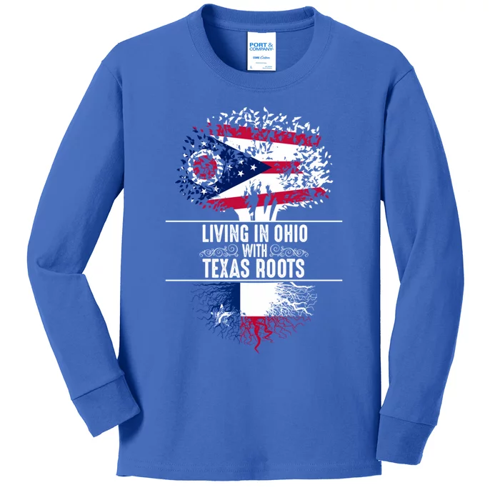 Ohio Home Texas Roots State Tree Flag Proud Love Gift Cool Gift Kids Long Sleeve Shirt