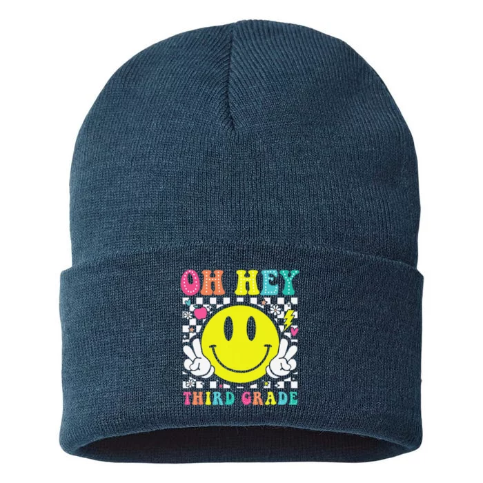 Oh Hey Third Grade Teacher First Day Of School Sustainable Knit Beanie