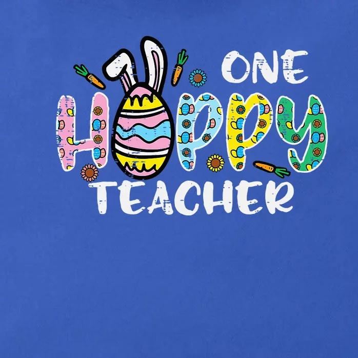 One Hoppy Teacher Cute Happy Easter Day Egg Bunny Ears Zip Tote Bag