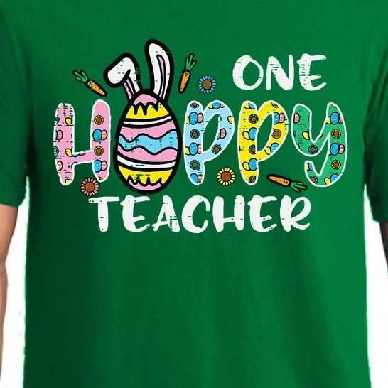 One Hoppy Teacher Cute Happy Easter Day Egg Bunny Ears Pajama Set