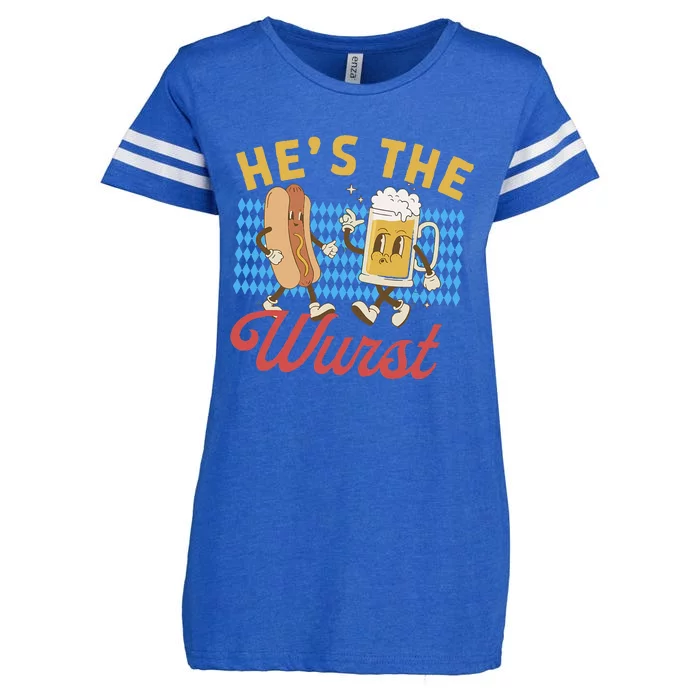 Oktoberfes Hes The Wurst Shes A Brat Couples Matching Enza Ladies Jersey Football T-Shirt