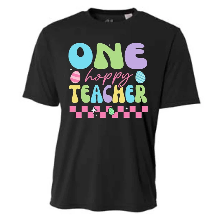 One Hoppy Teacher Cute Happy Easter Day Egg Bunny Ears Cooling Performance Crew T-Shirt