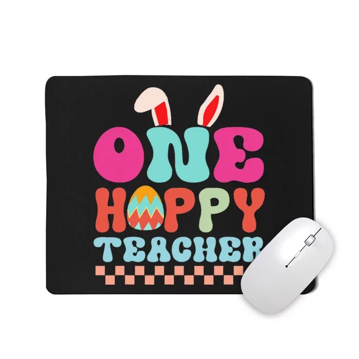 One Hoppy Teacher Groovy Retro Teacher Easter Day Mousepad