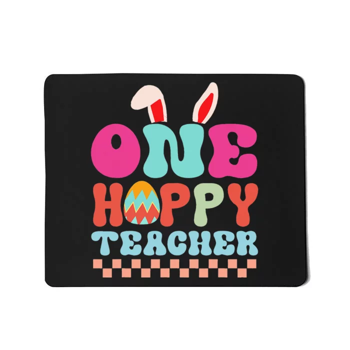 One Hoppy Teacher Groovy Retro Teacher Easter Day Mousepad