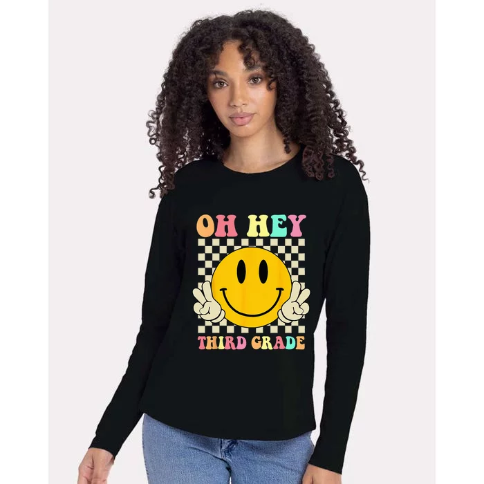 Oh Hey Third Grade Retro Smile Face 3rd Grade Back To School Womens Cotton Relaxed Long Sleeve T-Shirt