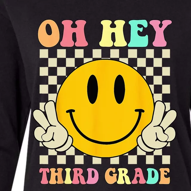 Oh Hey Third Grade Retro Smile Face 3rd Grade Back To School Womens Cotton Relaxed Long Sleeve T-Shirt