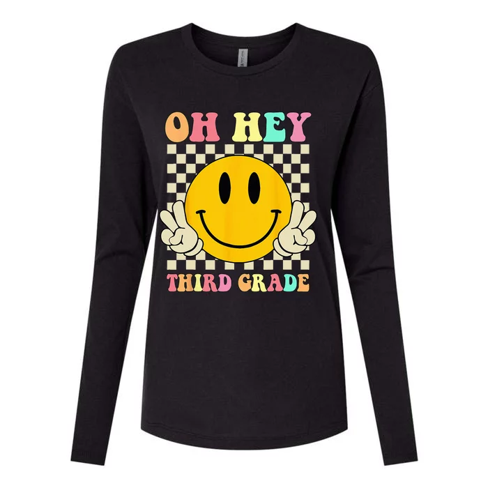 Oh Hey Third Grade Retro Smile Face 3rd Grade Back To School Womens Cotton Relaxed Long Sleeve T-Shirt