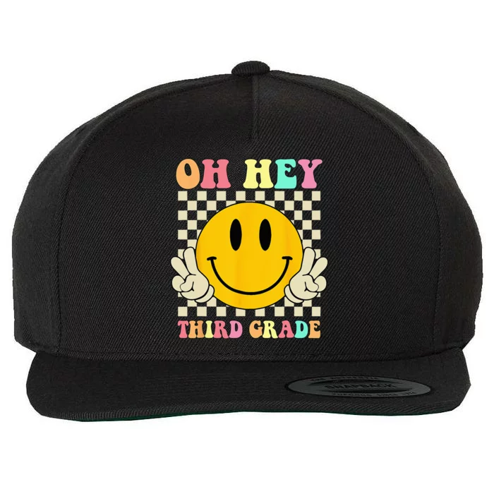 Oh Hey Third Grade Retro Smile Face 3rd Grade Back To School Wool Snapback Cap