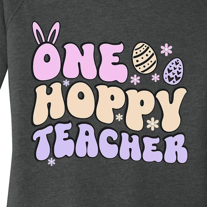 One Hoppy Teacher Retro Easter Teacher Cute Teachers Women's Perfect Tri Tunic Long Sleeve Shirt