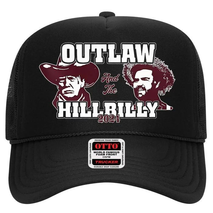 Outlaw Hillbilly Trump Vance 2024 Vintage High Crown Mesh Trucker Hat