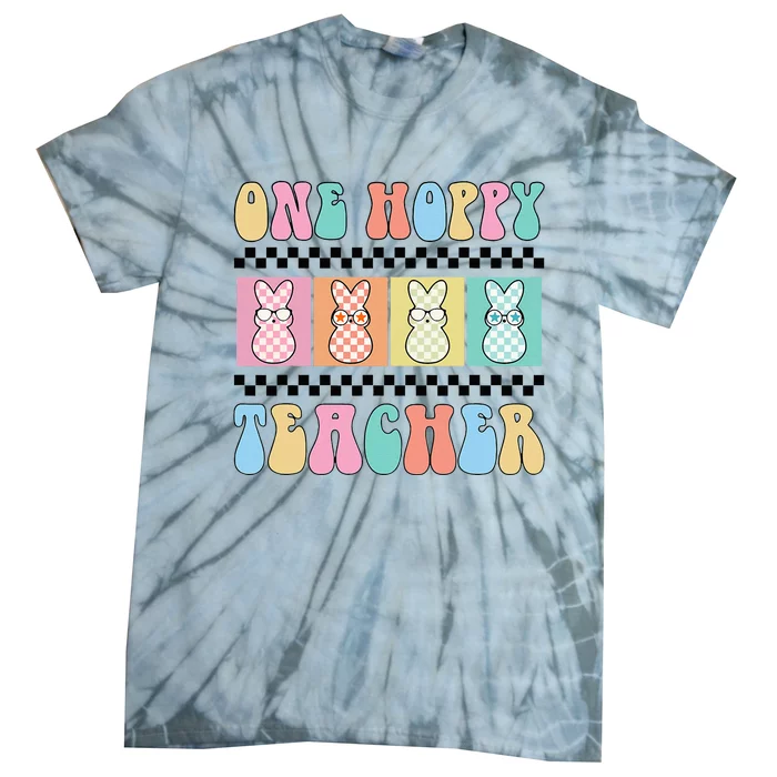 One Hoppy Teacher Bunny Easter Day Tie-Dye T-Shirt