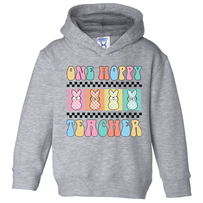 One Hoppy Teacher Bunny Easter Day Toddler Hoodie