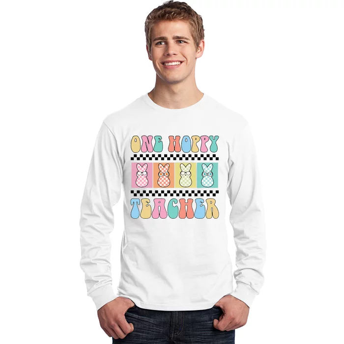 One Hoppy Teacher Bunny Easter Day Long Sleeve Shirt