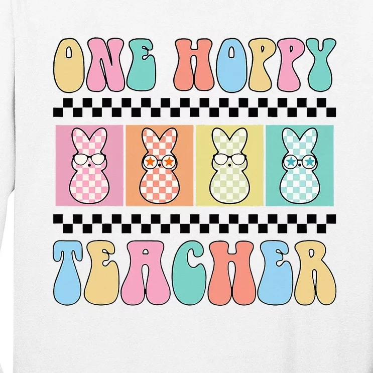 One Hoppy Teacher Bunny Easter Day Long Sleeve Shirt